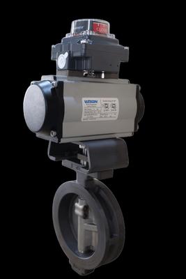 PFA bekleed en PTFE bekleed boterventiel BFV Flanged Type Wafer Butterfly Valves Pneumatic On Off Valve
