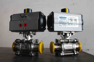 Sanitaire Pneumatisch van de voedselrang van Klep/Roestvrij staal Aangedreven Kogelkleppen Horizontale pneumatische actuator